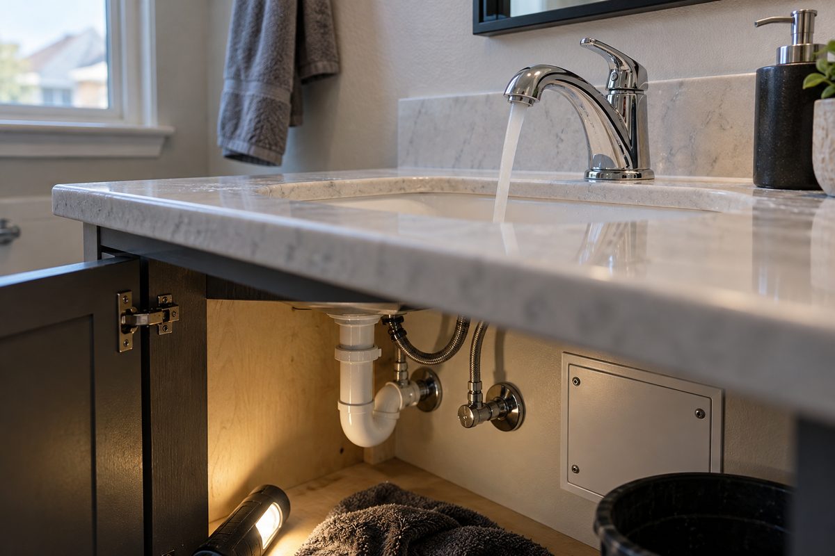 Bathroom plumbing repair in an existing room