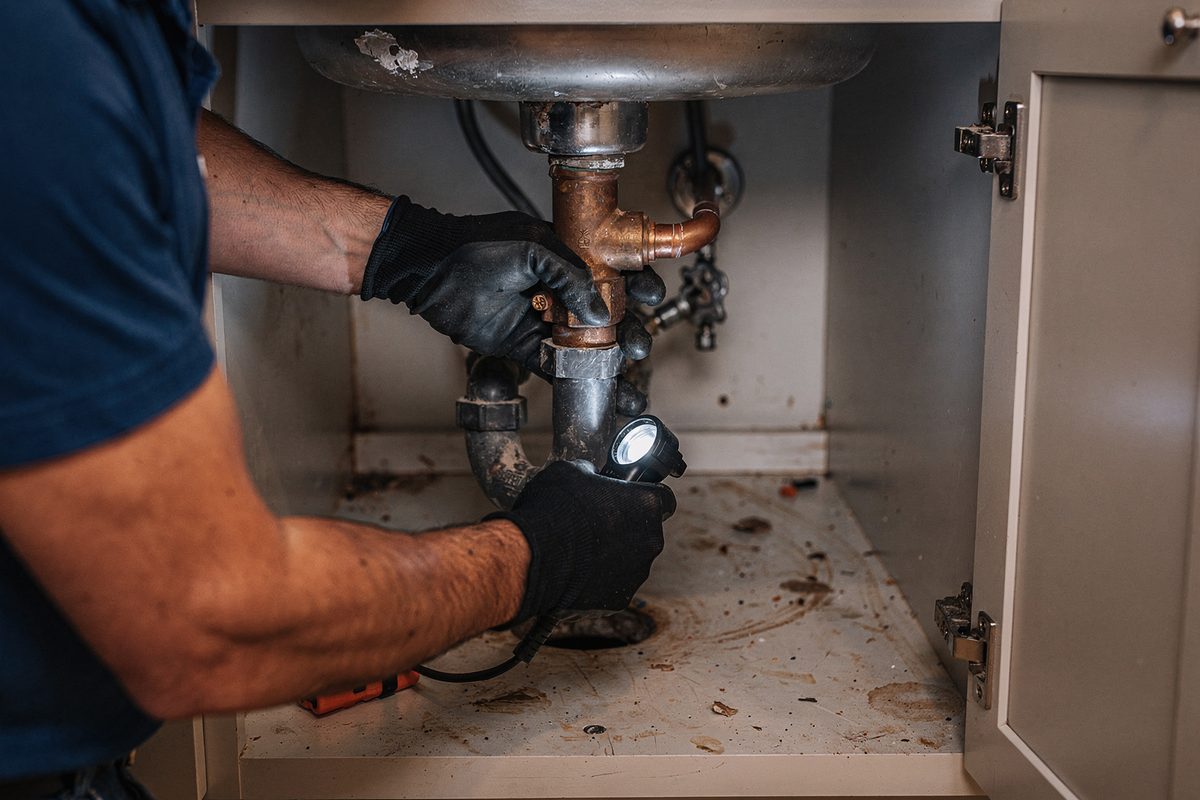 Tracing a plumbing leak at exposed pipework